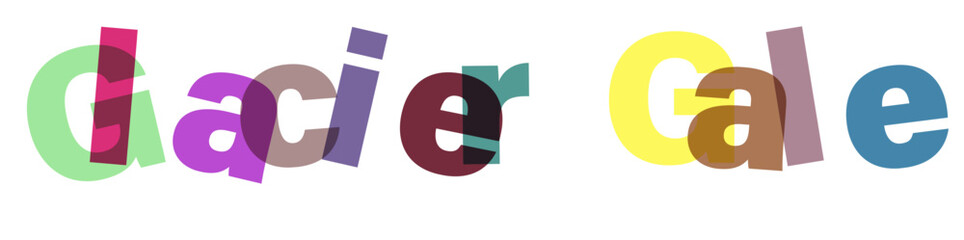Dynamic 3d text overlays with glacier gale theme featuring bold typography and vibrant color gradients for modern graphic design applications
