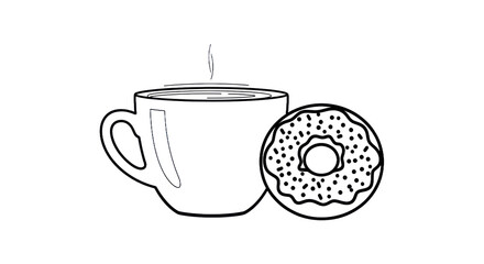 Obraz premium Coffee cup and donut illustration against transparent background