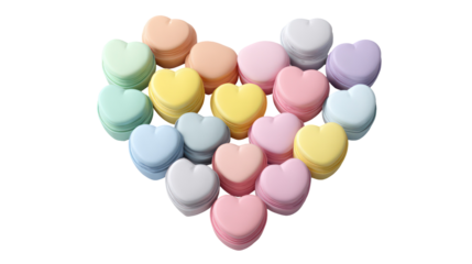 Lip Balm Containers in Pastel Colors Arranged in Heart Shape on Transparent Background