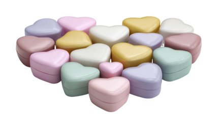 Lip Balm Containers in Pastel Colors Arranged in Heart Shape on Transparent Background