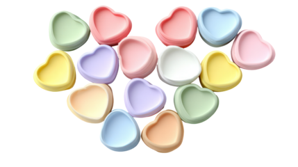 Lip Balm Containers in Pastel Colors Arranged in Heart Shape on Transparent Background