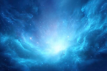 Naklejka premium A cosmic vista unveils a breathtaking expanse of celestial clouds, bathed in a brilliant light that illuminates the distant, twinkling stars.