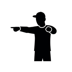 Baseball Umpire Pointing Silhouette.