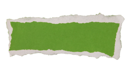 Green torn paper edge sheet isolated on transparent background