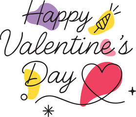 Happy Valentine&rsquo;s Day Minimal Heart Line Art