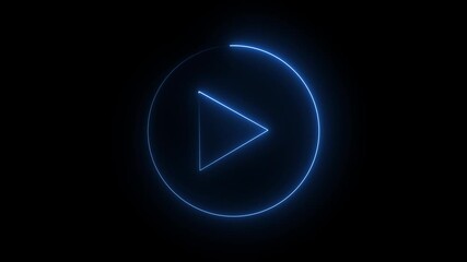 Abstract neon glowing play button icon animation.glowing play button animation. Music play button icon . - Powered by Adobe