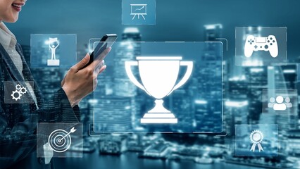 Achievement and success concept representing goal accomplishment, motivation, performance,...