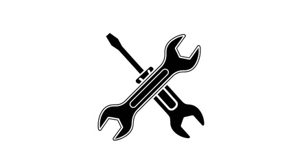 Iconic crossed tools illustration isolated on transparent background for design and concept