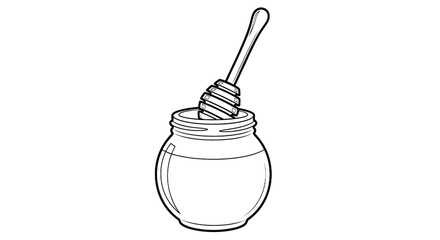 Honey jar and dipper illustration isolated on transparent background