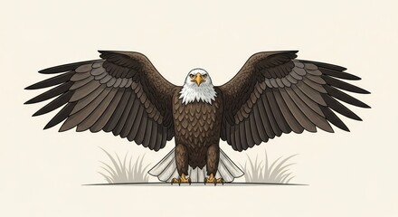 Majestic eagle with wings spread wide overhead vector illustration