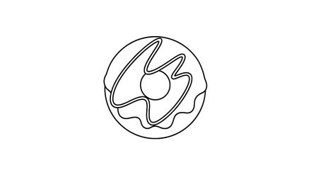 Outline illustration of a donut with transparent background for design