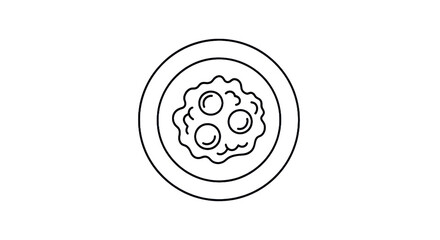 Outline illustration of fried eggs on a plate with transparent background