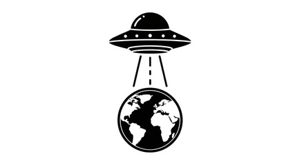 Ufo above planet earth concept illustration transparent background