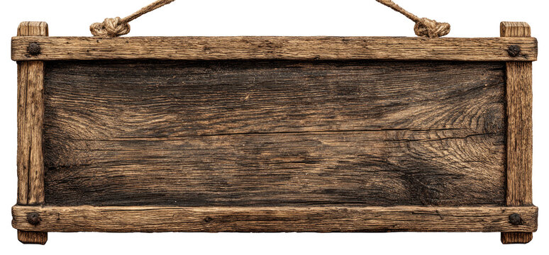 Aged wooden sign with a rustic frame