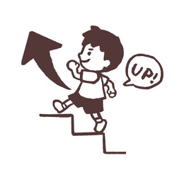ステップアップする男の子のイラスト線画