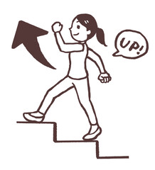 ステップアップする女性のイラスト