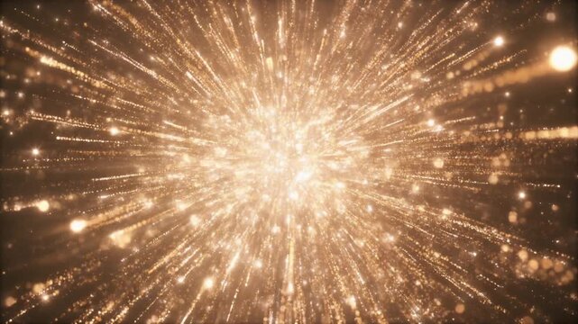 シャンパンベージュの光が弾けるラグジュアリー爆発背景