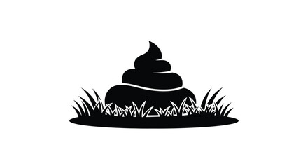 Black and white image of a pile of excrement in grass