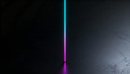 Dark minimalist wallpaper, single glowing neon line in empty space, elegant contrast, vertical, modern composition