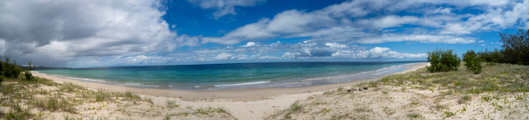 Moreton island beach day time panorama