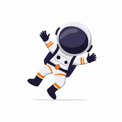 Obraz premium Cartoon Astronaut Floating in Space with Orange Stripes.