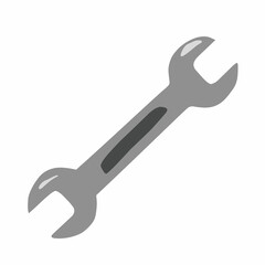 Simple flat vector illustration of a metal wrench tool for mechanics, labor day, or construction concept