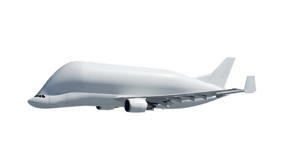 White Cargo Aircraft Airbus Beluga A300 600 ST Side View Isolated on Transparent Background