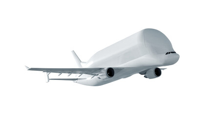 White Cargo Plane Airbus Beluga A300 600 ST Side View Isolated on Transparent Background