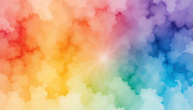 Vibrant abstract cloudscape blending multiple vivid colors in a dynamic radiant pattern