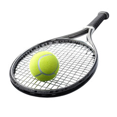 Tennis racket with ball isolated on white background