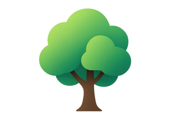 Green tree cartoon icon representing nature, growth, ecology, and environment with transparent background