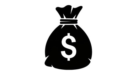 Money bag icon with dollar sign in white outline design