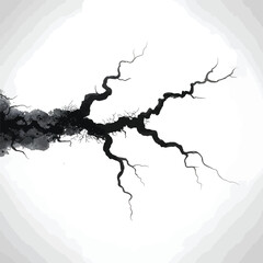 Abstract black ink splash resembling a tree branch on white background