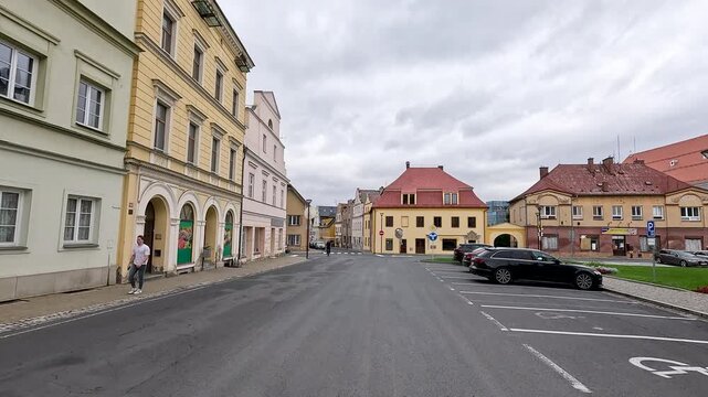  Czech Republic Javorn&iacute;k mountain valley village POV 3 4K. Czechia historically Bohemia. Central Europe. Mountain valley village. Once Czechoslovakia, Soviet communism now part of European Union, EU.