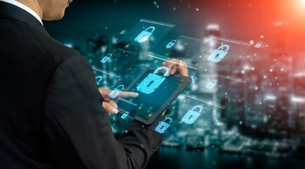 Concept of cybersecurity and a secure network. Multiple layers of data encryption and firewall protection in browsers ensure online privacy and safety from cyber threats. Fermion