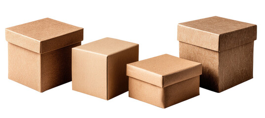 Four light beige cardboard boxes of varying sizes