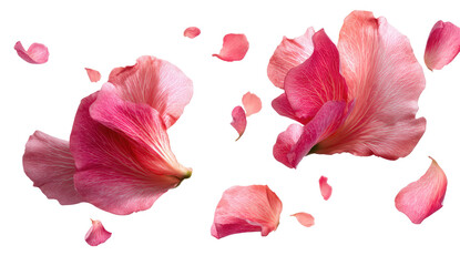 Delicate,  pink flower petals scattered in a whimsical arrangement.  A  soft,  light pink color palette