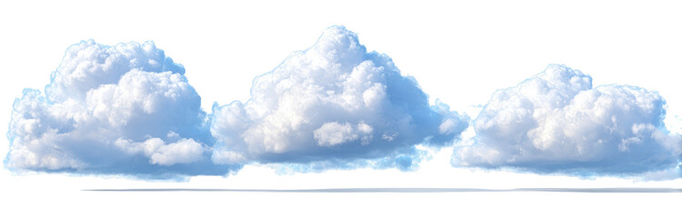 Three fluffy cumulus clouds against a dark background