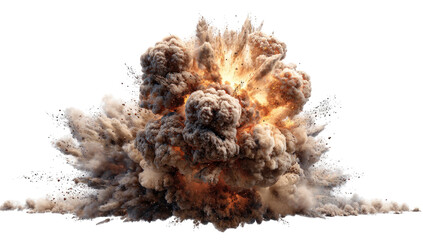 Powerful explosion of dust and smoke