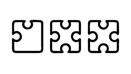 Three puzzle pieces aligned in a row