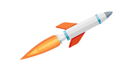 Illustration of a white and red rocket