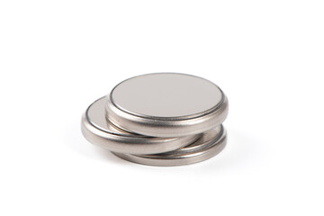 button cell lithium batteries isolated on white background.