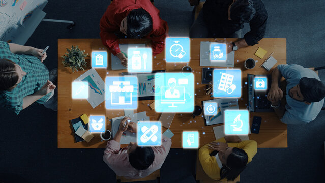 Online pharmacy icons showing medicine, healthcare, prescription and medical services with digital pharmacy, online drugstore, telemedicine and modern pharmaceutical solutions. Entice - Powered by Adobe