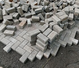 pile of bricks, install bricks on process
