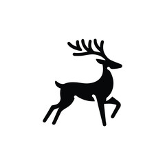 Obraz premium Reindeer silhouette with antler icon