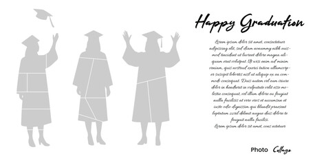 Graduation Greeting Poster with Photo Collage and Silhouette Design
