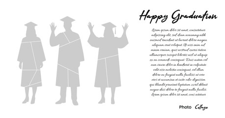 Abstract Photo Collage Template with Toga Graduate Silhouette for Poster Layout