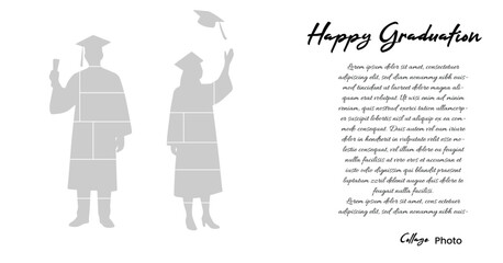 Graduation Photo Frame Collage Template with Toga Silhouette Design