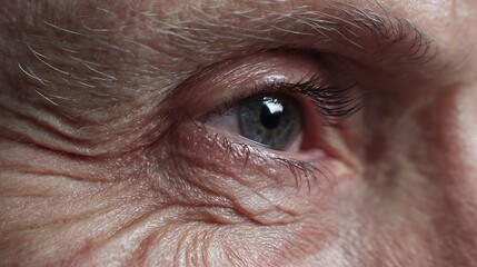 Compare the outer corners of the eyes and under the eyes at different ages, showing the realistic appearance of crow's feet and thinning skin.