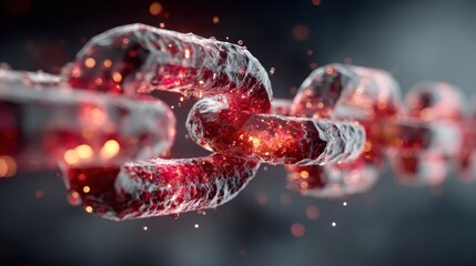 Abstract illustration of a glowing chain, representing connection and data security visually